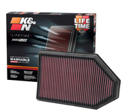 K&N front view of filter showing fit and airflow benefit