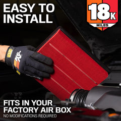 K&N filter installed in factory air box demonstrating easy, tool-free installation