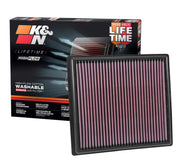 K&N front view of 33-5030 filter showing fit and quick install benefit