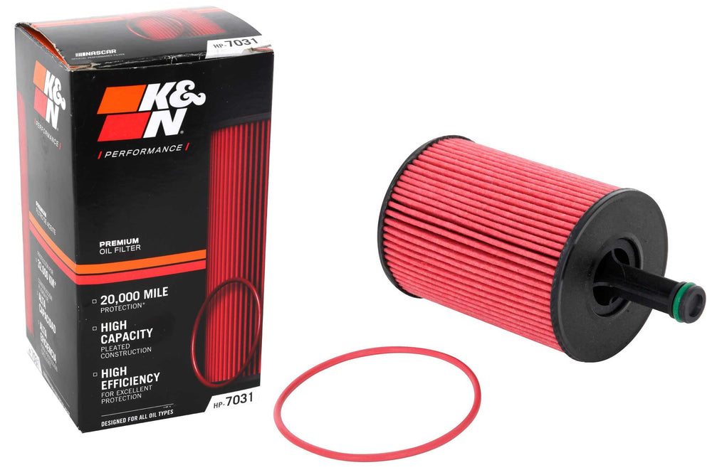 K&N front view of HP-7031 canister showing durable construction and fit