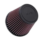 K&N RU-3580 front profile showing tapered cone and airflow benefit