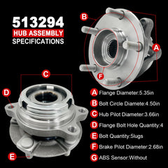 KNOLET hub flange and studs closeup showing bolt pattern for correct fitment