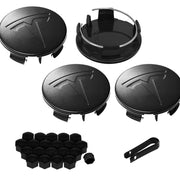 Knomix front view of four matte black center caps showing clean finish and cohesive look