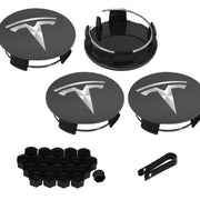 Knomix front view cap installed on Tesla wheel showing clean styling and protection