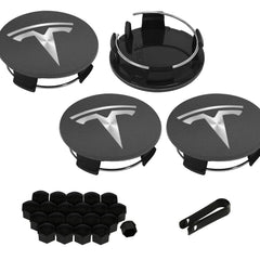 Knomix front view cap installed on Tesla wheel showing clean styling and protection