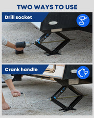 Kohree wide bow-tie base on jack showing ground contact and reduced sinking benefit