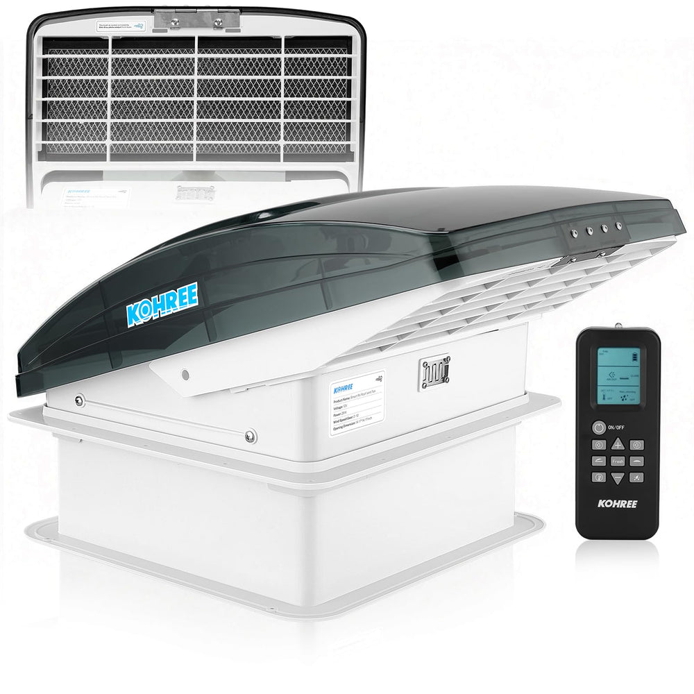 Kohree front view of fan showing lid and frame, easy upgrade benefit
