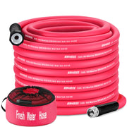 Kohree front view of coiled hose showing length and clean packaging, highlights portability