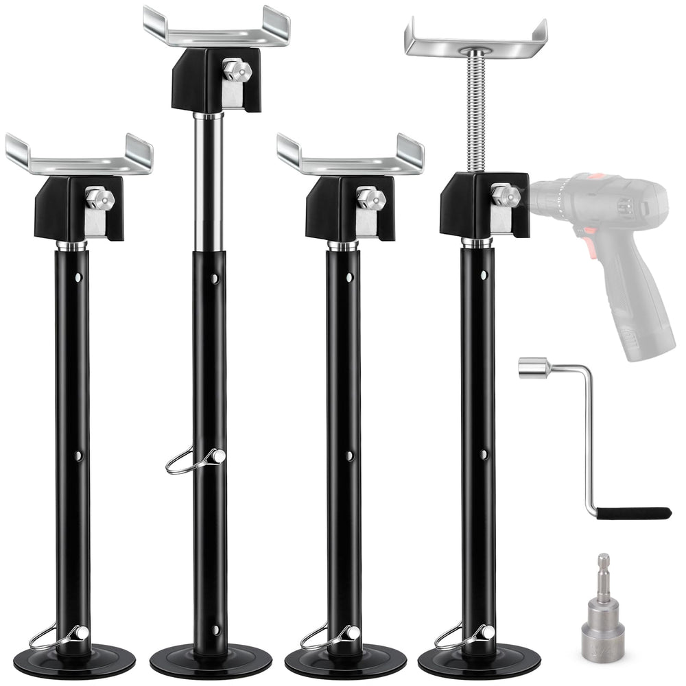Kohree front packaging showing four slide-out support jacks and hardware benefits stability