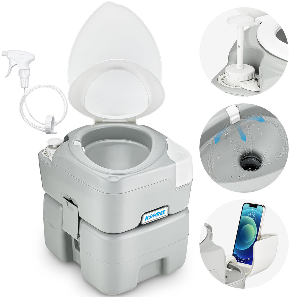 Kohree front view of portable toilet showing compact design and easy transport