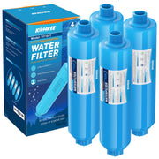Kohree inline filter front view showing compact housing and fittings for easy install