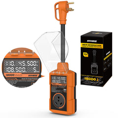 Kohree front view of surge protector showing weatherproof housing and benefit of outdoor durability