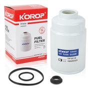 KOROP fuel filter front view showing durable canister and fitment benefits