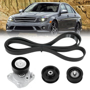 Kozlira front view of complete serpentine belt kit showing components for easy identification and fit
