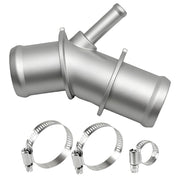 KPALAG front view of aluminum radiator upper hose connector showing solid fit