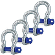 Krytonel front view of four packaged D-ring shackles showing compact set and clarity