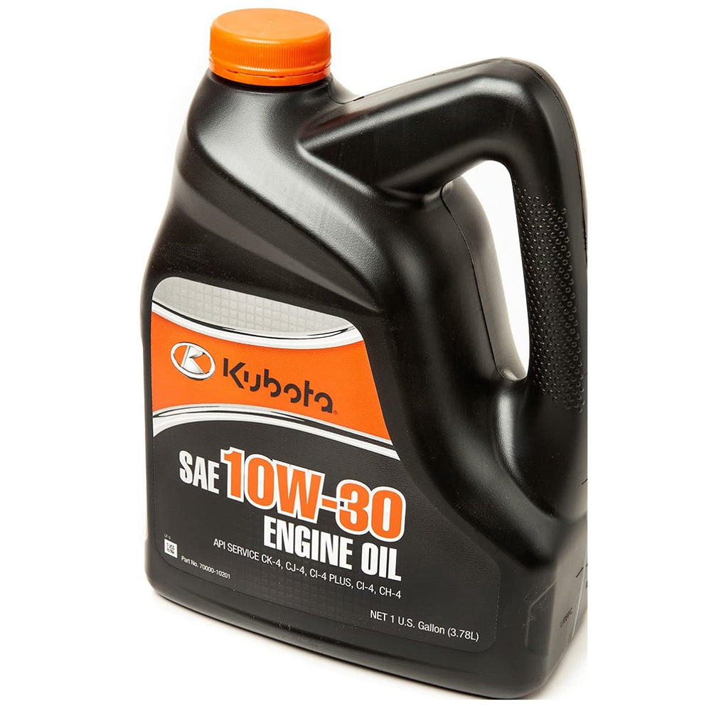 Kubota engine oil front gallon showing label and part number for correct fit