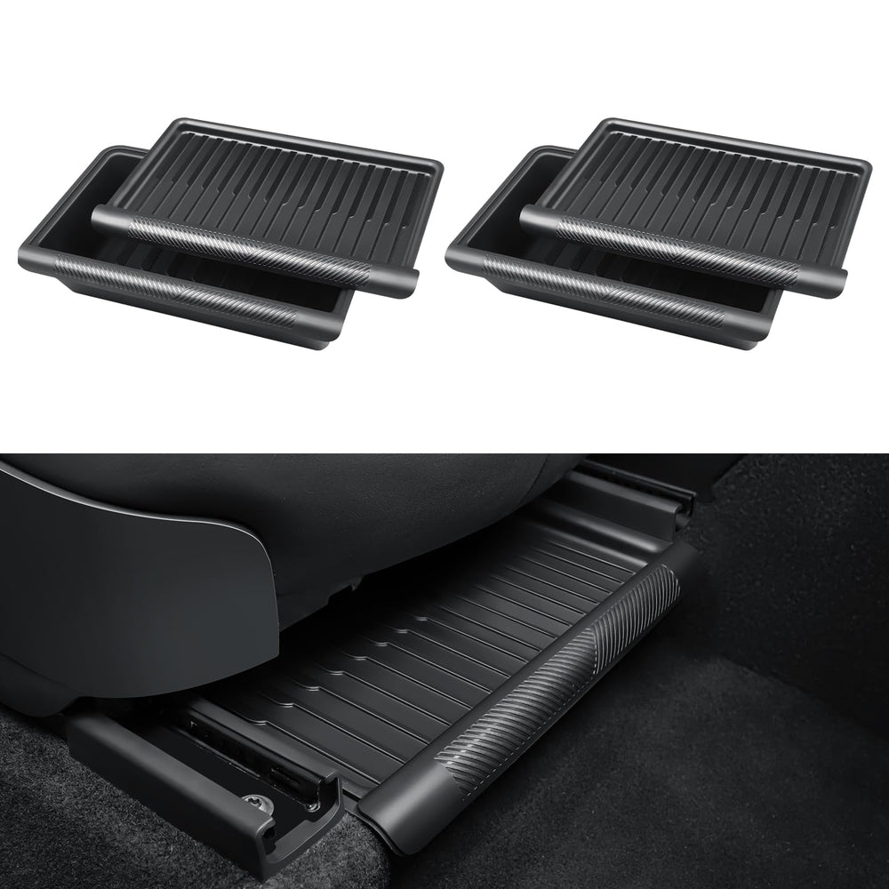 KUNIST front view of two under-seat boxes showing tidy hidden storage benefit