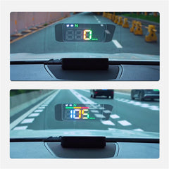 KUOWEIHUD installed on a car dashboard demonstrating easy USB-powered setup