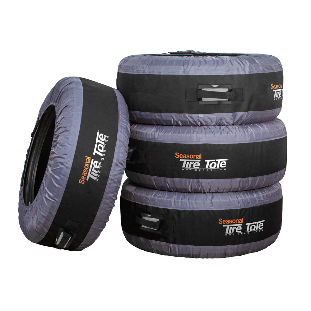 Kurgo tire tote front view showing durable fabric and protection benefit