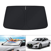 KUST sun shade front view showing full windshield coverage and perfect fit