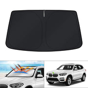 KUST front packaging showing custom-fit BMW X3 shade and benefits