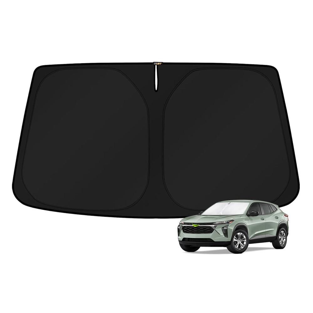 KUST sun shade front view showing full windshield coverage and neat fit