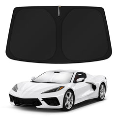 KUST sun shade front view showing full windshield coverage and protection