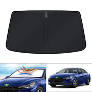 KUST sun shade front view installed showing full windshield coverage and cooling benefit