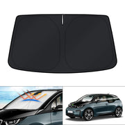 KUST front packaging for BMW i3 sun shade showing model fit and benefits