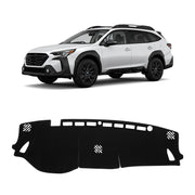 KUST front view of dash cover packaging showing fit for Subaru Outback and clean look