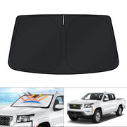 KUST front view installed on Nissan Frontier showing full windshield coverage and cooling benefit