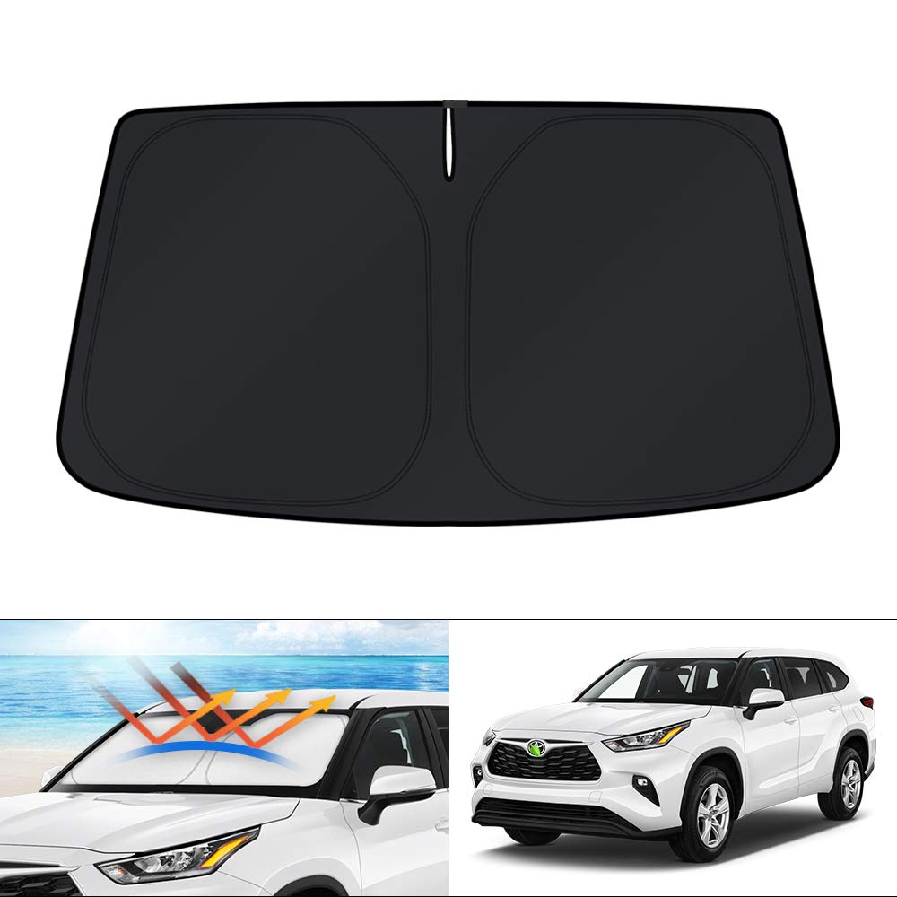 KUST windshield shade front fit showing full coverage and neat edges protects interior
