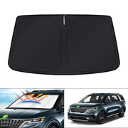 KUST front view on Kia Carnival windshield showing full coverage and cooling benefit