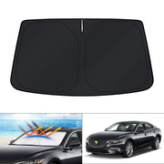 KUST front view of fitted sun shade showing full windshield coverage and neat fit