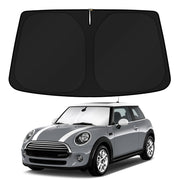 KUST sun shade installed on BMW Mini Cooper F55 front view keeps interior cooler