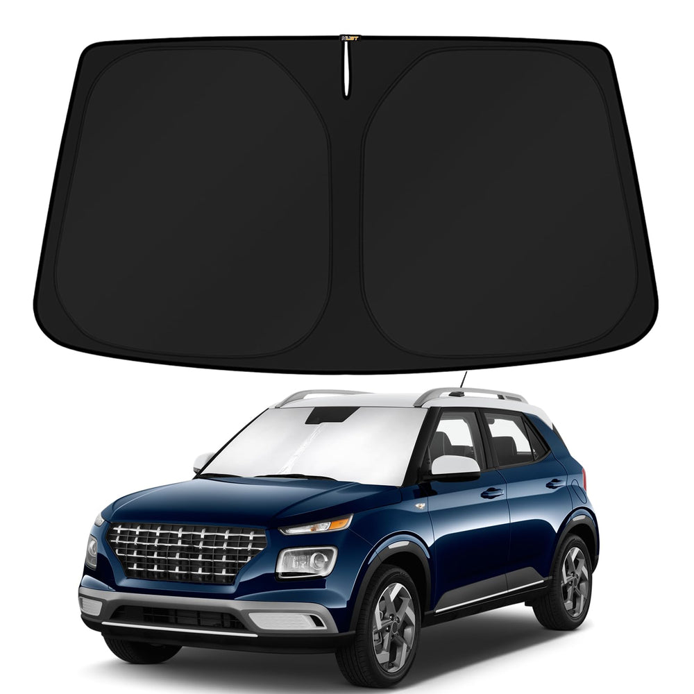 KUST front view showing exact Hyundai Venue windshield fit protecting interior