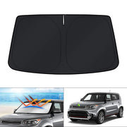 KUST front view on Kia Soul showing full windshield coverage and sun protection