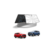 KUST sunshade installed front view shows full windshield coverage and cooling benefit