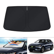 KUST sun shade front view showing full windshield coverage and tidy fit