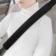 LACDL seatbelt cover front view showing plush comfort and sleek black finish