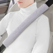 LACDL grey seatbelt cover front view showing plush finish and length comfort