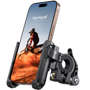Lamicall front view of bike phone mount showing compact design and branding benefit quick setup