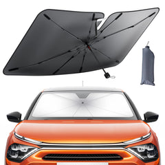 Lamicall front view of sunshade showing full windshield coverage and heat reduction