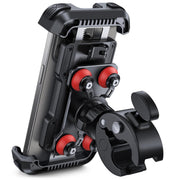 Lamicall front view of motorcycle phone mount showing secure hold and visibility