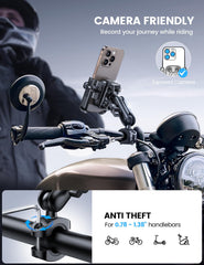 Lamicall phone clamp leaving camera clear for recording and navigation