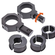 LAMPHUS clamp front view showing full mounting assembly and fit benefits