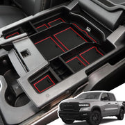 LANGBEAN front view of console organizer showing neat compartments and quick access benefit