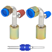 Langina front view of both 90° A/C fittings showing safe service access