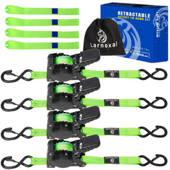 Larnoxal front pack showing four green retractable ratchet straps for neat storage